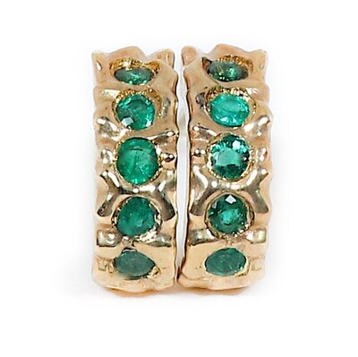 9ct Gold Emerald Filigree Hoop Earrings