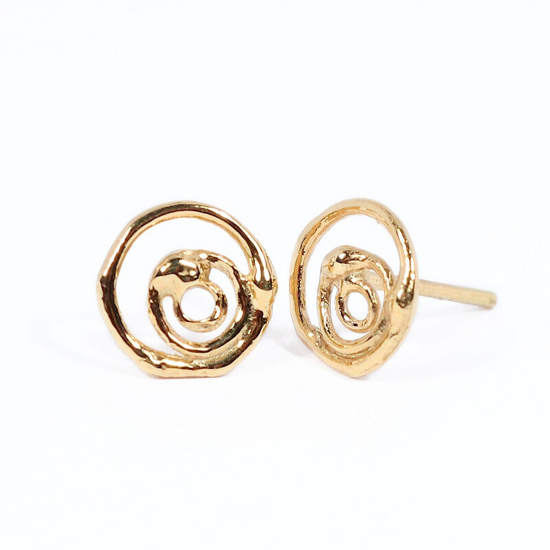 18ct Rose Gold Montana Swirl Stud Earrings (9mm diameter)