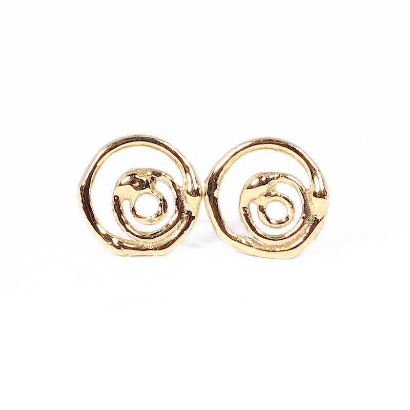 18ct Yellow Gold Montana Swirl Stud Earrings (9mm diameter)