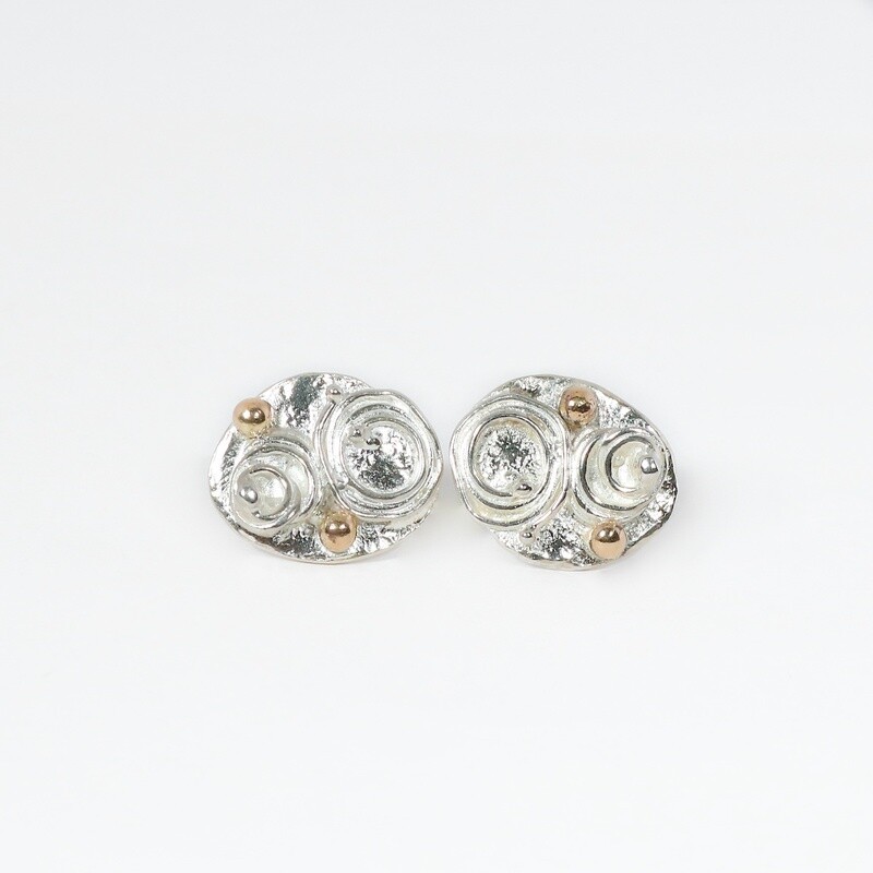 Silver &amp; 14ct Yellow Gold Pretty Poison Stud Earrings (16mm wide)
