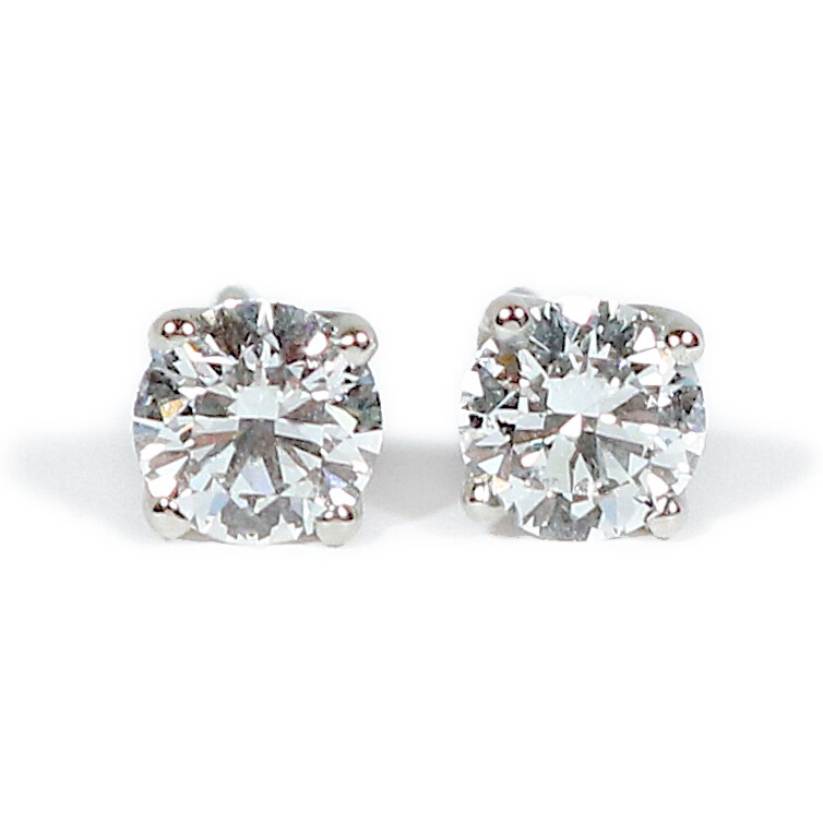 Platinum ​Claw Set 1ct Diamond Stud Earrings