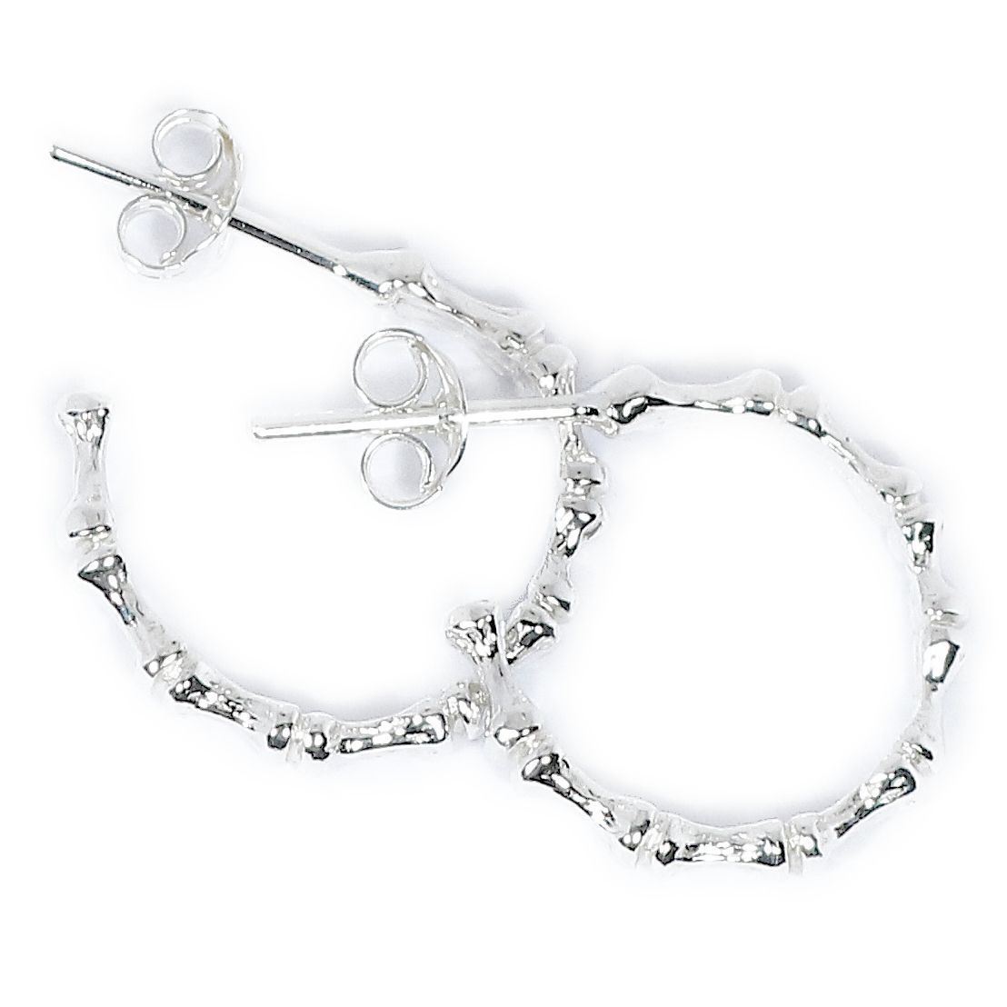 Silver Bamboo Hoop Earrings