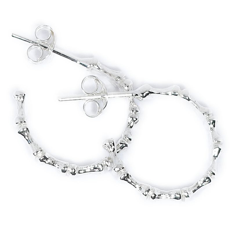 Silver Bamboo Hoop Earrings