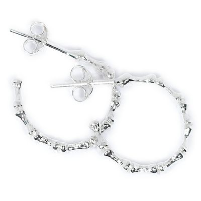 Silver Bamboo Hoop Earrings