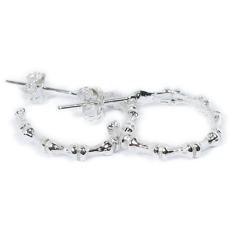 Silver Bamboo Hoop Earrings