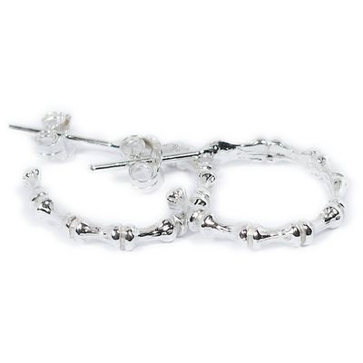 Silver Bamboo Hoop Earrings