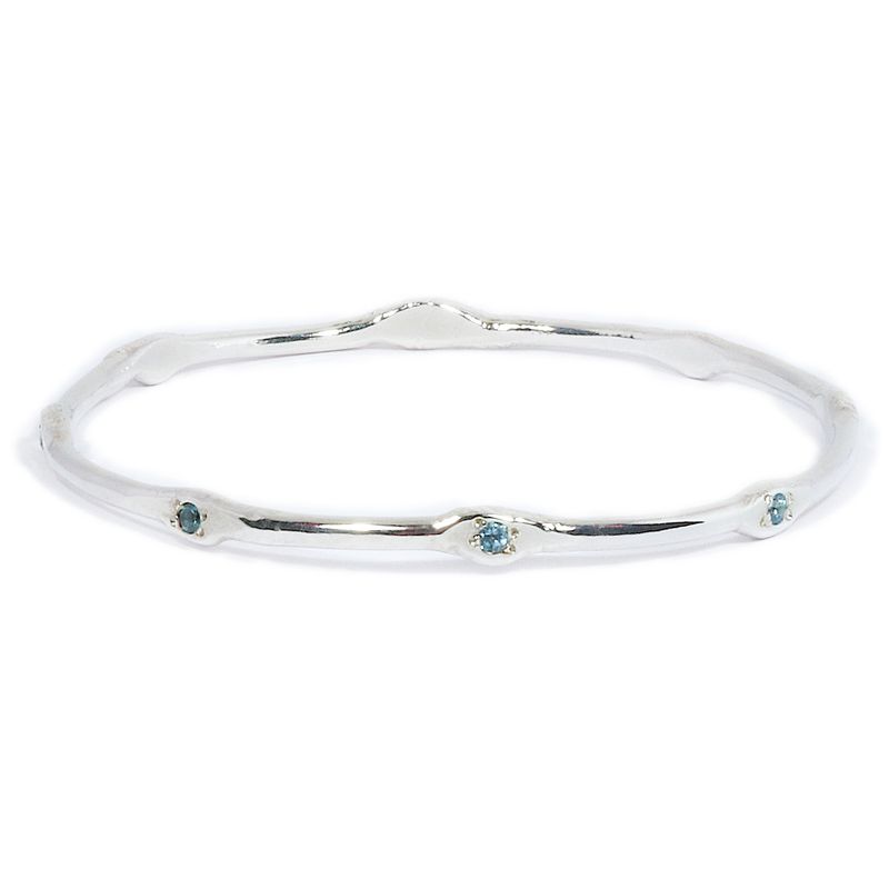 Silver Swiss Blue Topaz Cyclone 1 Bangle