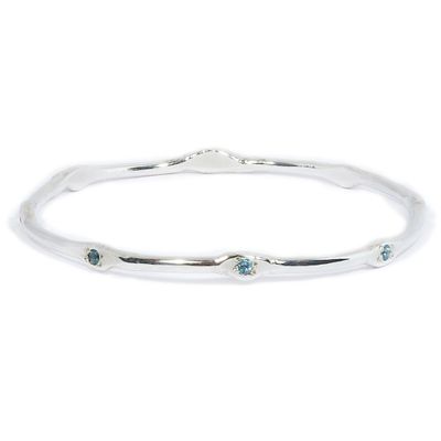 Silver Swiss Blue Topaz Cyclone 1 Bangle