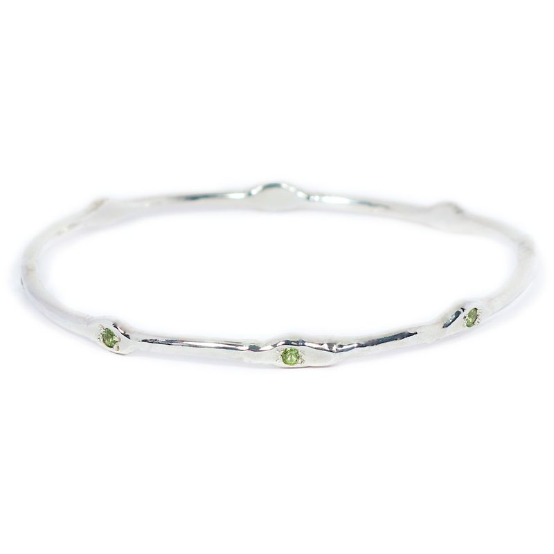 Silver Peridot Cyclone Bangle