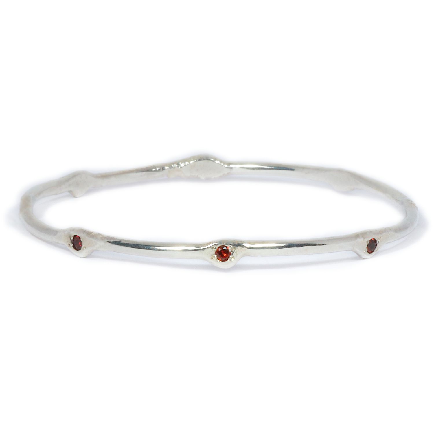 Silver Garnet Cyclone Bangle