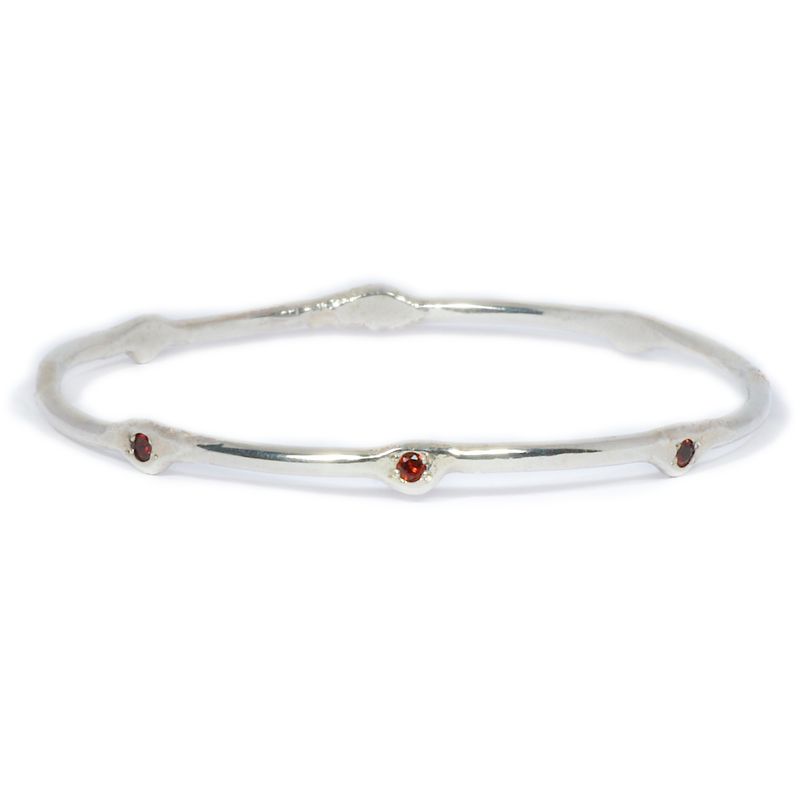 Silver Garnet Cyclone Bangle