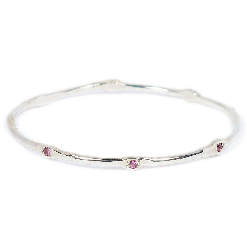 Silver Pink Sapphire Cyclone 1 Bangle