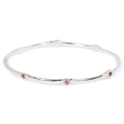 Silver Pink Sapphire Cyclone 1 Bangle