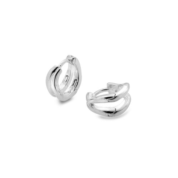Silver Cyclone 2 Huggie Hoop Earrings