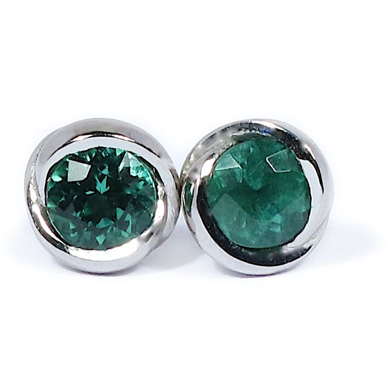 Platinum 1.11ct Green Tourmaline Rosebud Stud Earrings