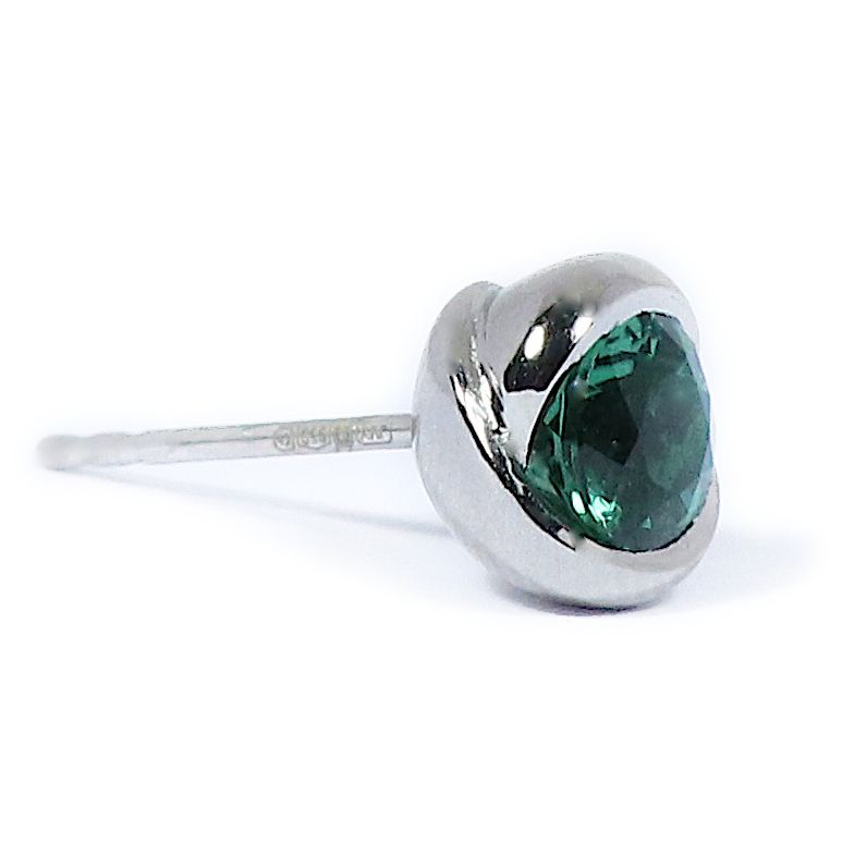Platinum 1.11ct Green Tourmaline Rosebud Stud Earrings