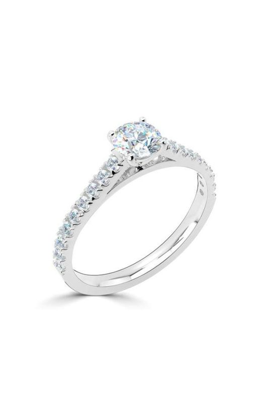 Platinum Claw Set Round Solitaire Diamond Ring