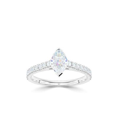 Platinum Marquise Solitaire Ring With Diamond Set Shoulders