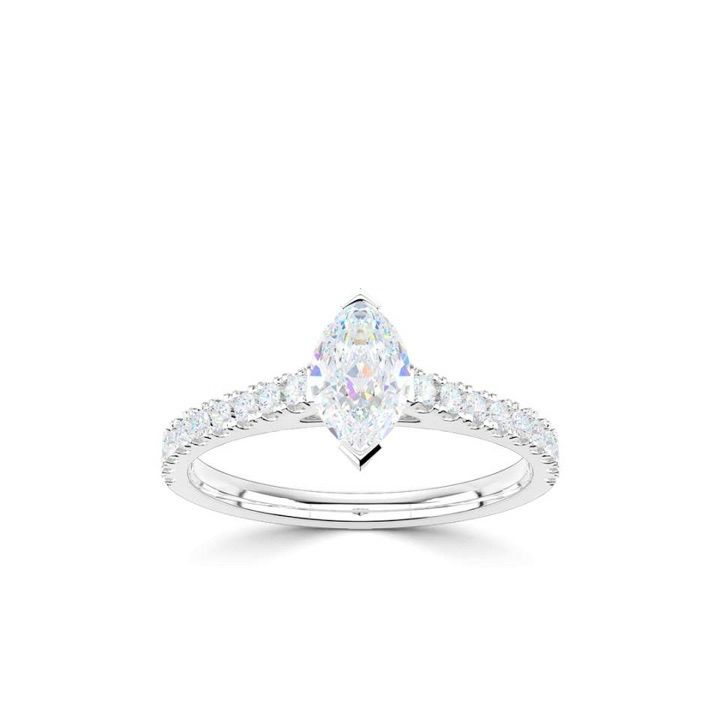 Platinum Marquise Solitaire Ring With Diamond Set Shoulders