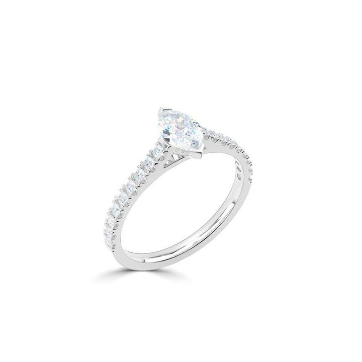 Platinum Marquise Solitaire Ring With Diamond Set Shoulders