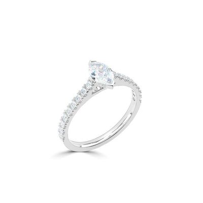Platinum Marquise Solitaire Ring With Diamond Set Shoulders
