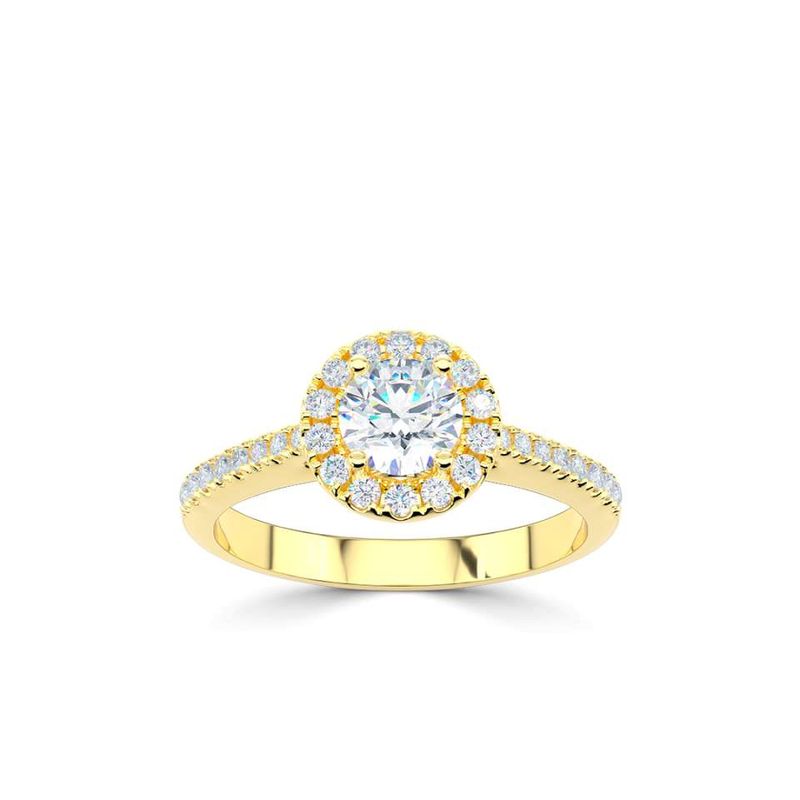 18ct Yellow Gold &amp; Platinum Round Halo Diamond Ring
