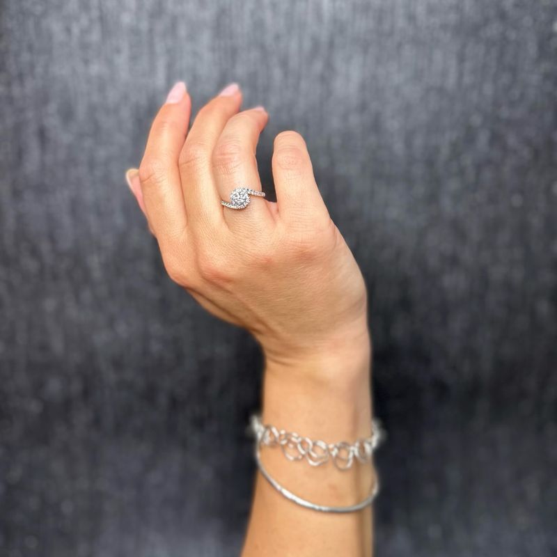 Platinum Pucci Claw Set  Halo Diamond Set Shoulder Ring