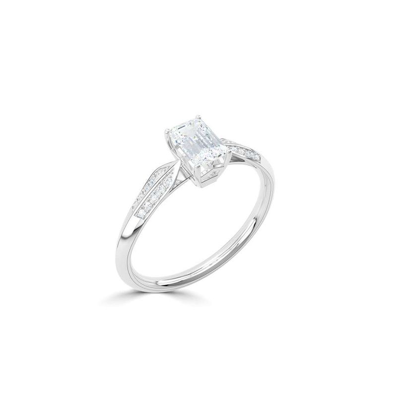 Platinum Vintage Style Emerald Solitaire Ring