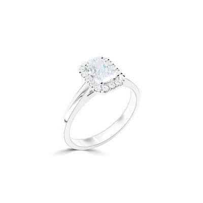 Platinum Emerald Halo Diamond Ring