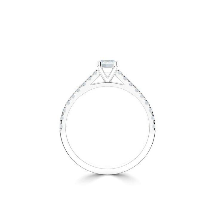 Platinum Emerald Solitaire With Diamond Set Shoulders