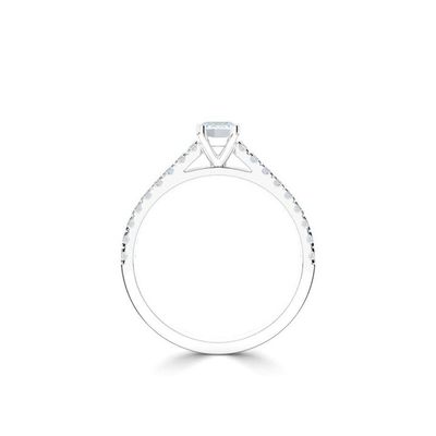Platinum Emerald Solitaire With Diamond Set Shoulders
