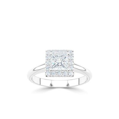 Platinum Princess Halo Diamond Ring