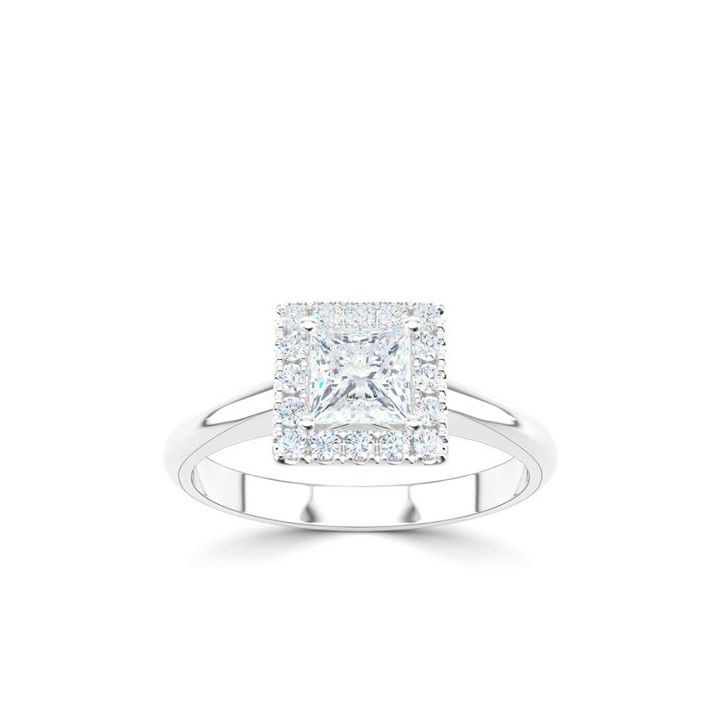 Platinum Princess Halo Diamond Ring