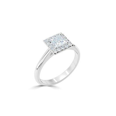 Platinum Princess Halo Diamond Ring