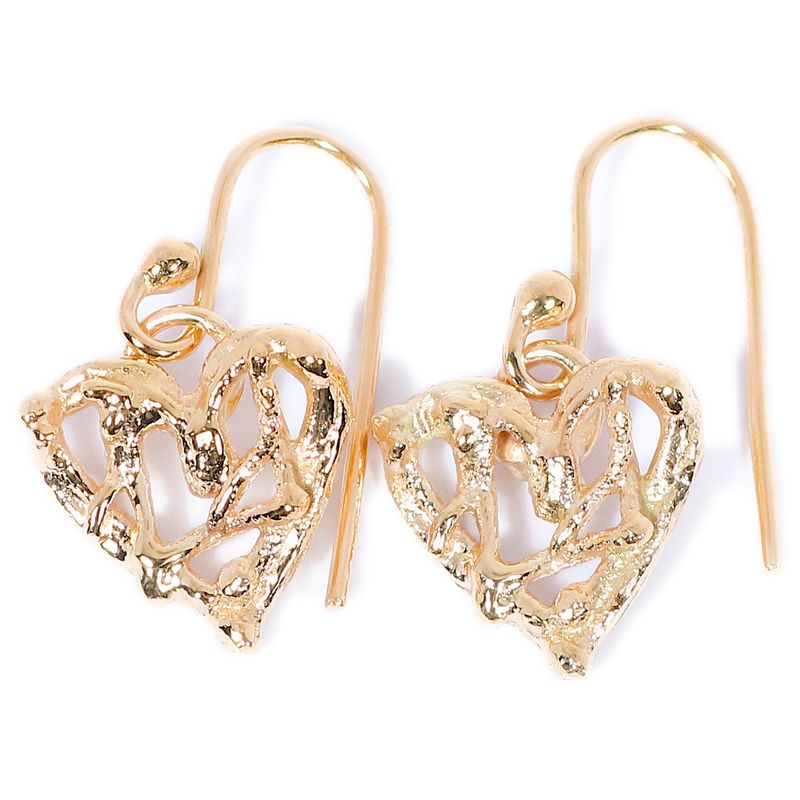 9ct Gold Birdsnest Heart Drop Earrings (12mm wide)