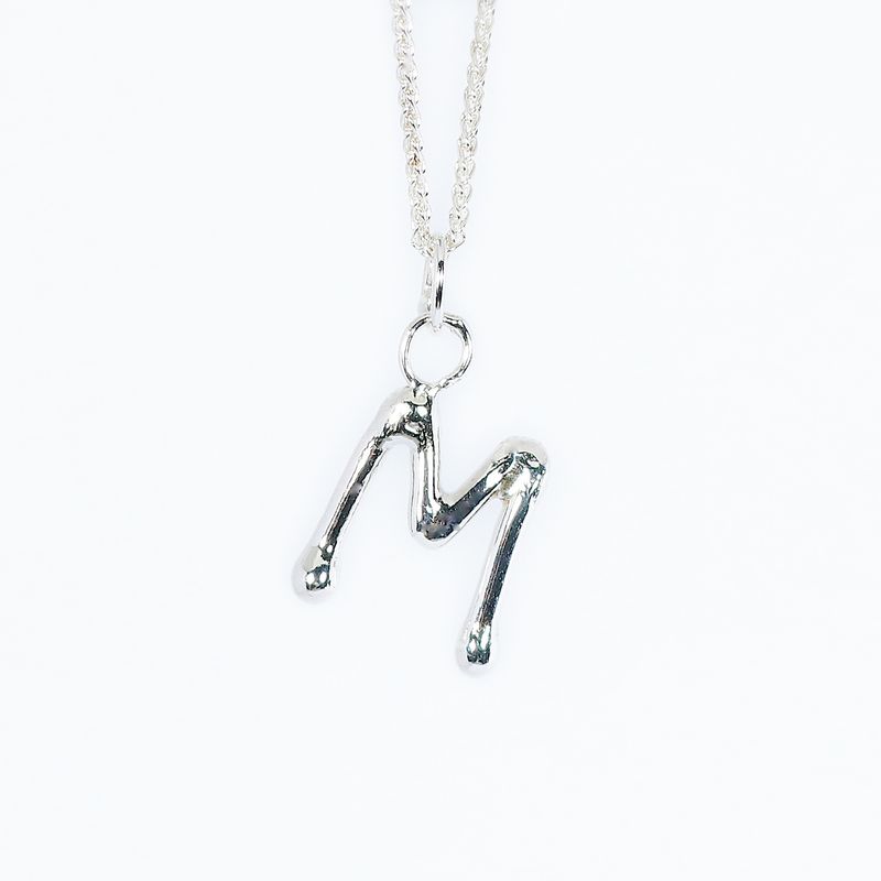 Silver Round Wire Initial Pendant &amp; Chain