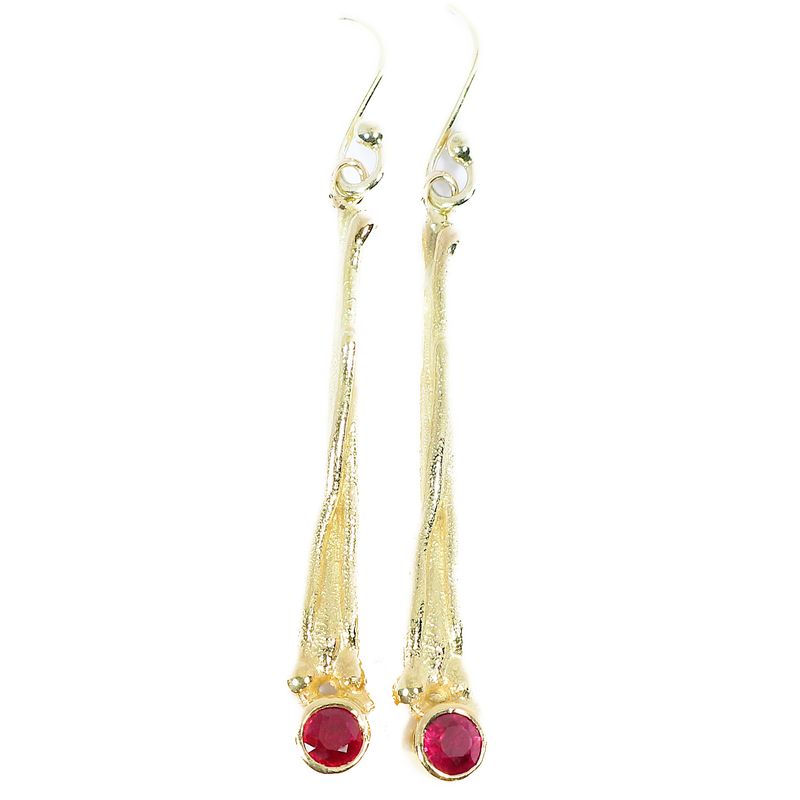 18ct Gold Ruby Willow Drop Earrings
