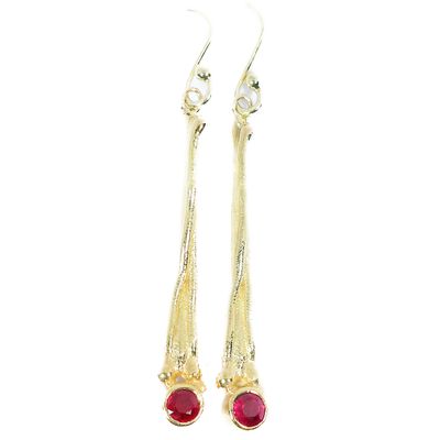 18ct Gold Ruby Willow Drop Earrings