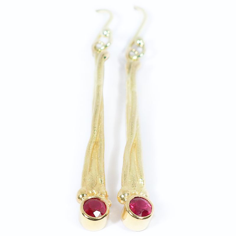 18ct Gold Ruby Willow Drop Earrings