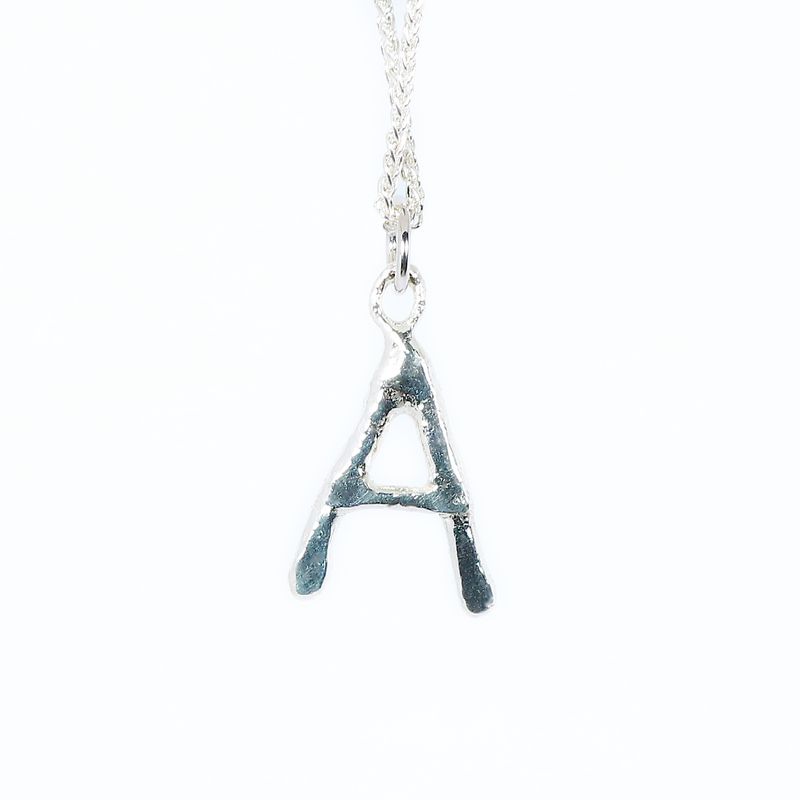 Silver Hammered Initial Pendant &amp; Chain