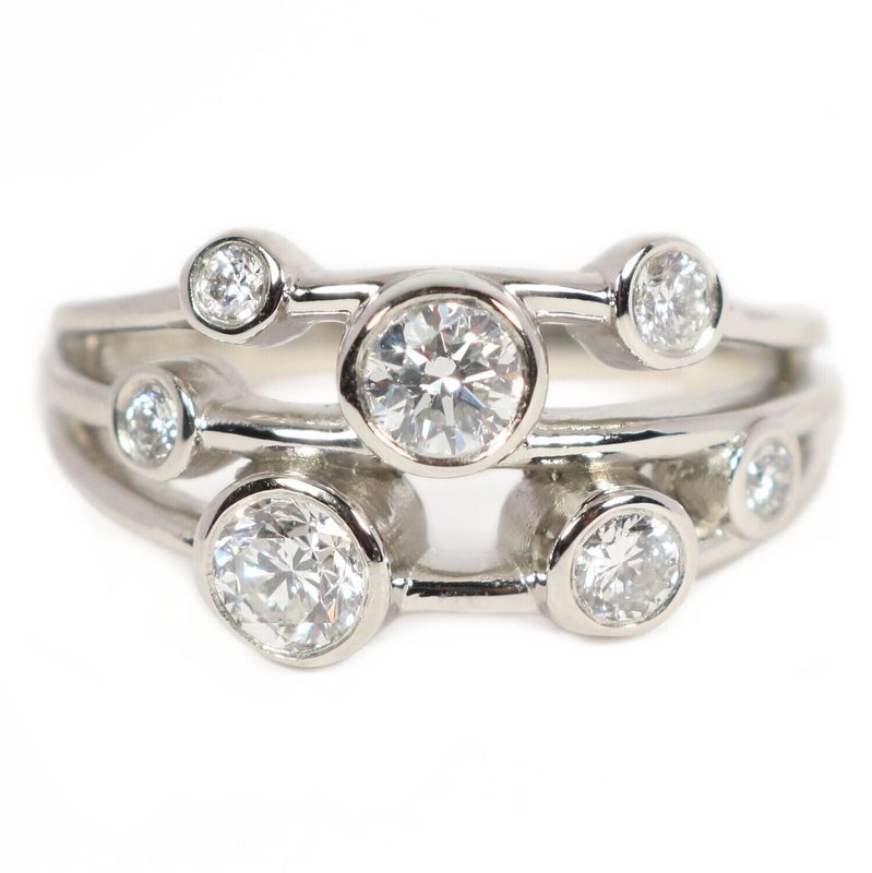 18ct White Gold 1ct Diamond Seven-Stone Polished Twister Ring