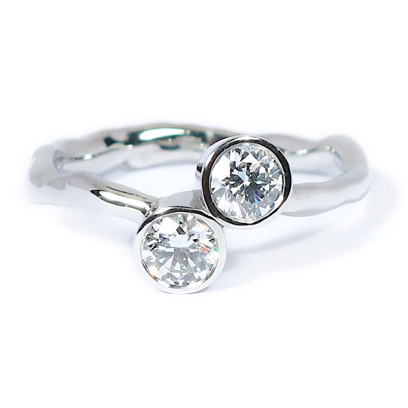 Platinum Diamond Crossover Wave Ring