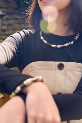 Silver &amp; Black Rhodium Scrunchie Collarette Necklace​