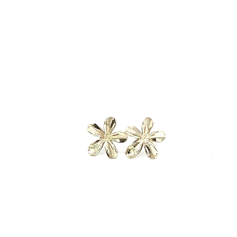 Silver Petal Stud Earrings
