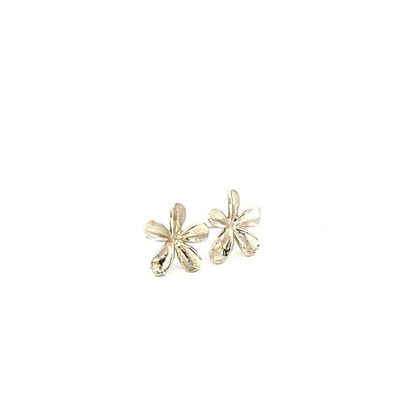Silver Petal Stud Earrings