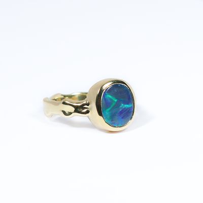 18ct Gold Black Opal Rapids Ring