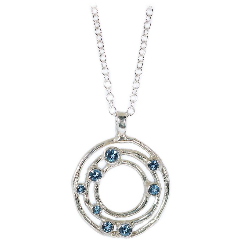 Silver Cyclone 3 Blue Sapphire Pendant