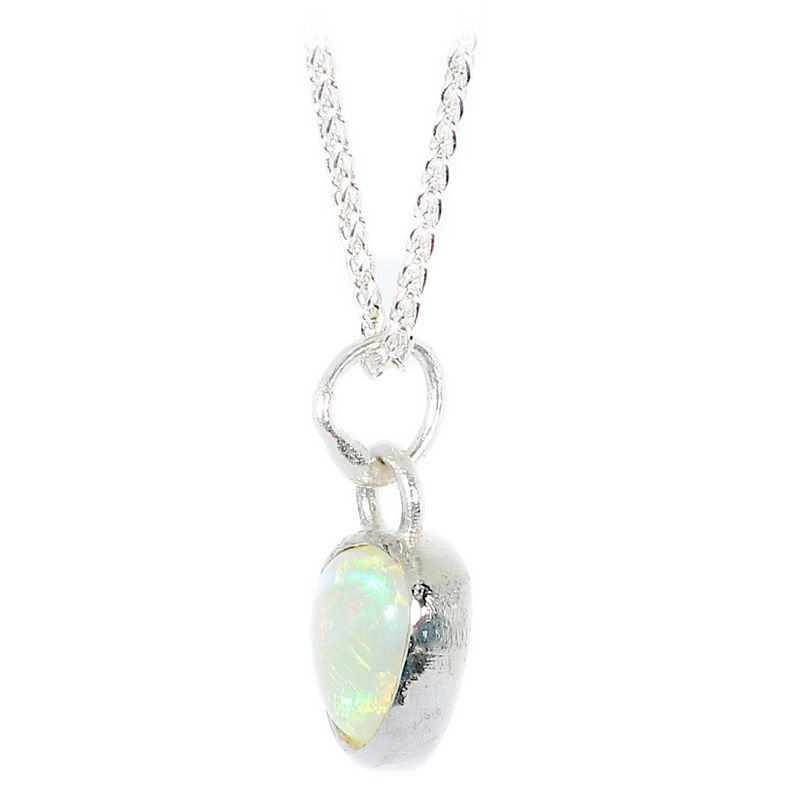 Silver Trillion 1.2ct White Opal Pendant &amp; Chain