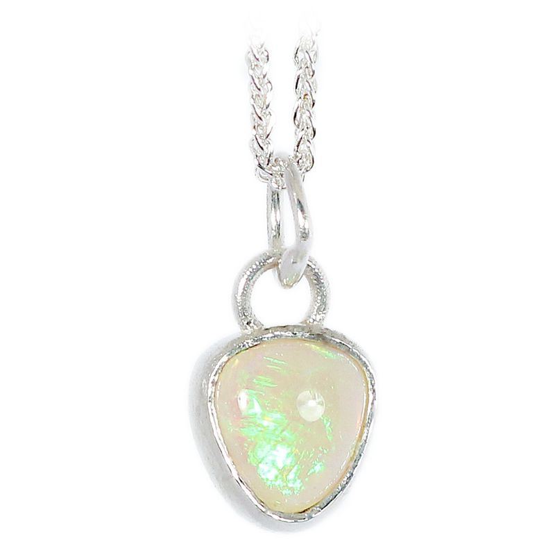 Silver Trillion 1.2ct White Opal Pendant &amp; Chain