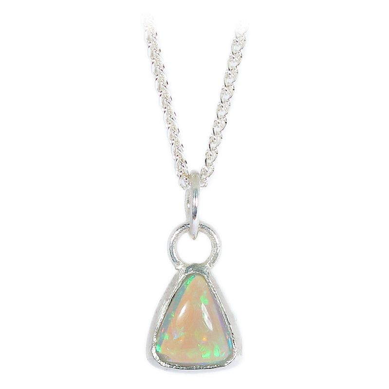 Silver Trillion 0.70ct Opal Pendant &amp; Chain